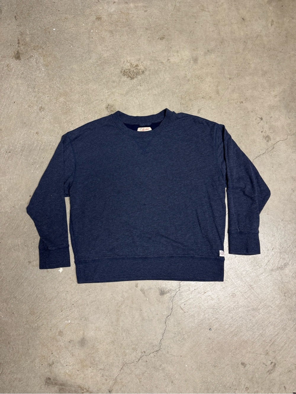 Marine Layer Navy Long Sleeve Crewneck Tee Medium Made in USA Fall 2023
